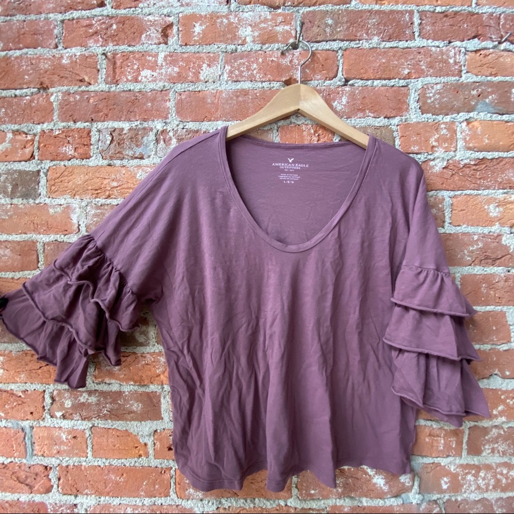 AEO Ruffle Sleeve Crop Top